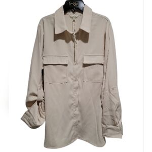 Max Studio Beige Button-Down Shirt New With Tags Size Medium